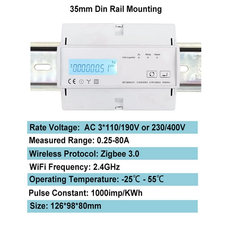 Wifi 3 Phase Bi Direction Energy Meter Kwh Power Monitor Wattmeter Tuya App Remote Switch On OFF 3X110/190V 230/400VAC