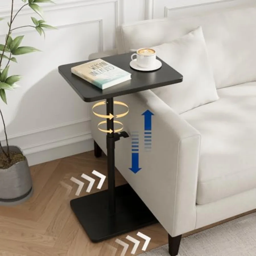 

TV Trays for Eating on Couch - Height Adjustable C Shaped End Table with 360° Swivel, Slide Under Sofa Side Table for Small Spa