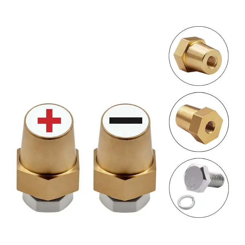 2Pcs Battery Post Charger Screw Accessories Brass Hexagonal Terminal Connectors For Car Battery Positive & Negative Pole