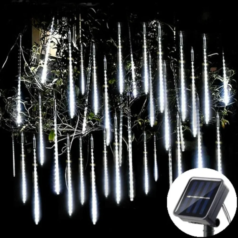 Multicolor Solar LED Christmas Lights Waterproof 8 Tube Outdoor Raindrop Lights Sparkling IP65 Meteor Shower Rain Lights Wedding