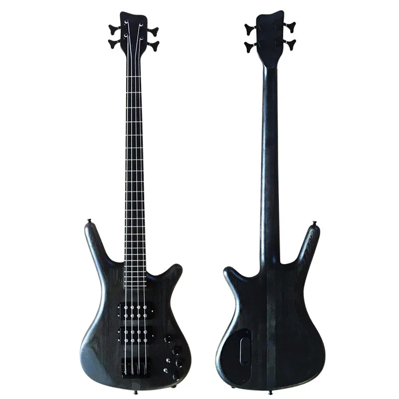 Paisen high quality 4 string full black elm maple wood 24 fret electric bass