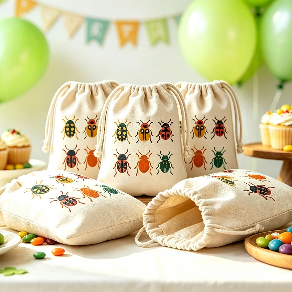 3/12 Pcs Bug Themed Birthday Party Favor Bags Kids Candy Cookie Bag Baby Shower Welcome Gift for Guests Childrens Birthday Decor view 3