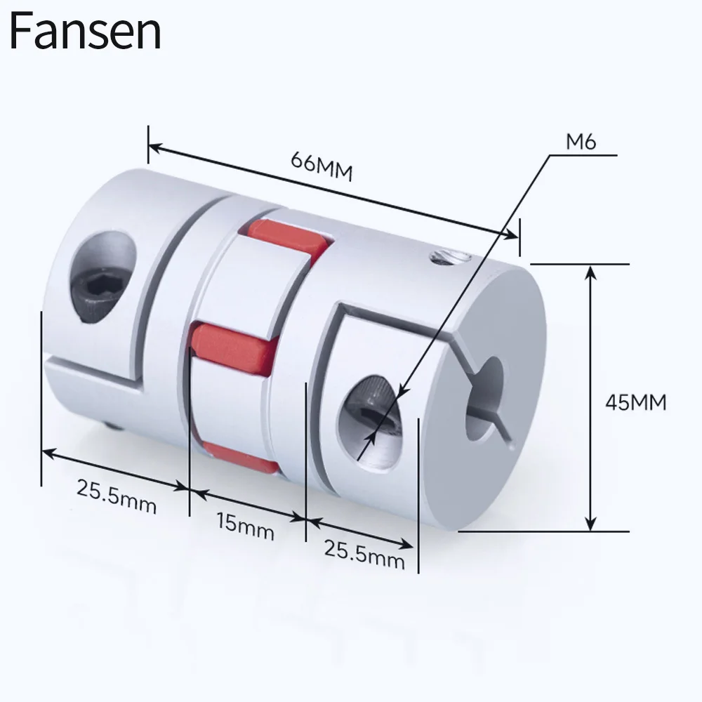 Fansen Jaw Shaft Coupler D45L66 Spider Flexible Motor Aluminium Flexible Coupling Encoder Connector10/12/14/15/16/17/19/22/25mm