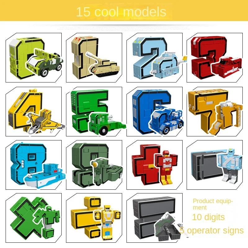 New Digital Robot Transformation Children's Toys Autobots Alphabet Combination Diamond Block Assembly Boys' Puzzle Toys