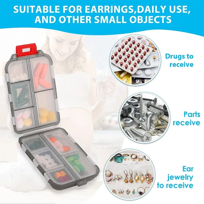 10 Grids Small Pill Cases Organizer Box Weekly Travel Pill Organizer Portable Pocket Pill Case Holder Plastic Container Box