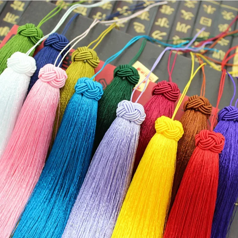 10/5Pcs Polyester Silky Tassels 15cm Floss Bookmark Tassels with Pineapple Cap Tassel For Jewelry Making DIY Craft Accessories