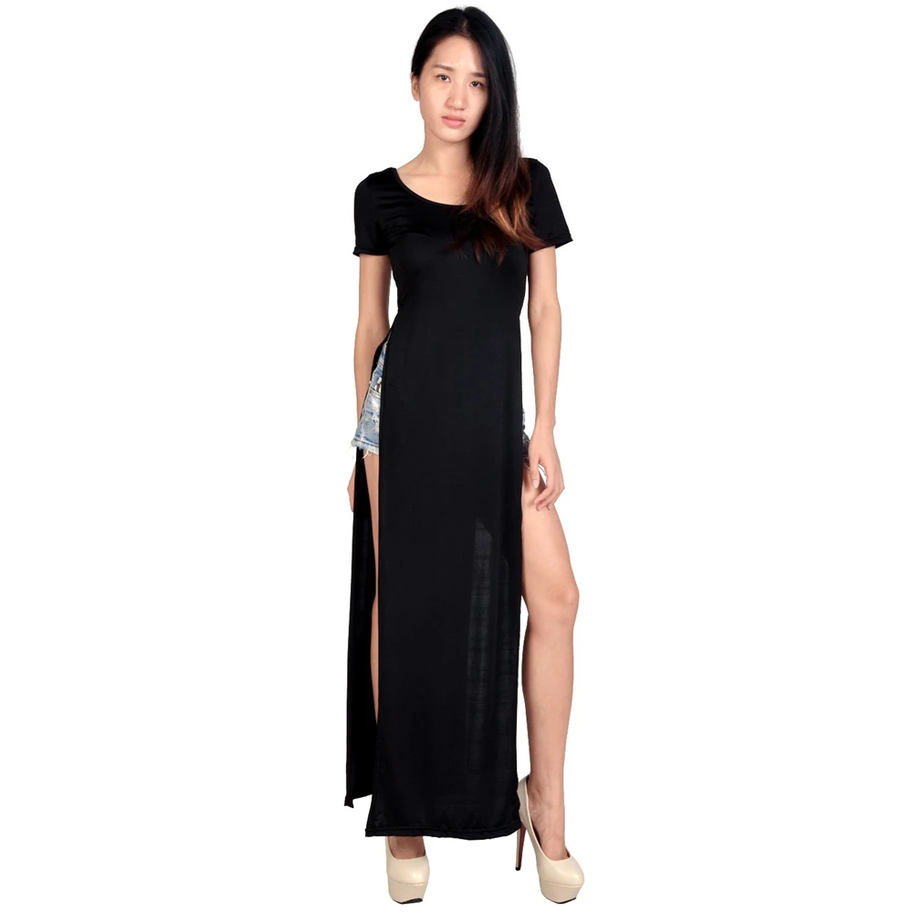 MwOiiOwM High Quality New Maxi Casual Tshirt Dress Ladies Patchwork Sexy Party Gypsy Dress Wear Long Tee