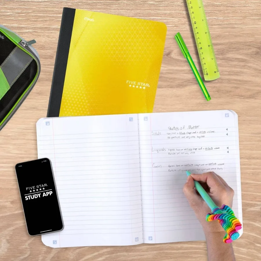7.5"x9.75" Yellow Active Wide Ruled Composition Book, Lined Student Writing Notebook for School and Daily Notes