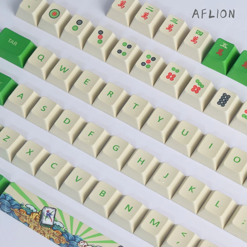 Aflion-108 키 기계식 키보드 DIY 열 승화 Pbt 키 캡, 게임 애니메이션 사용자 정의 체리 윤곽 마작 디자인