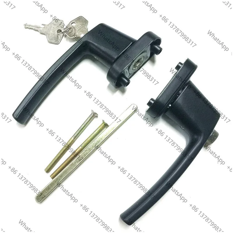 Plastic Steel Door double-sided Handle sliding push door handles 55-65MM with key lock