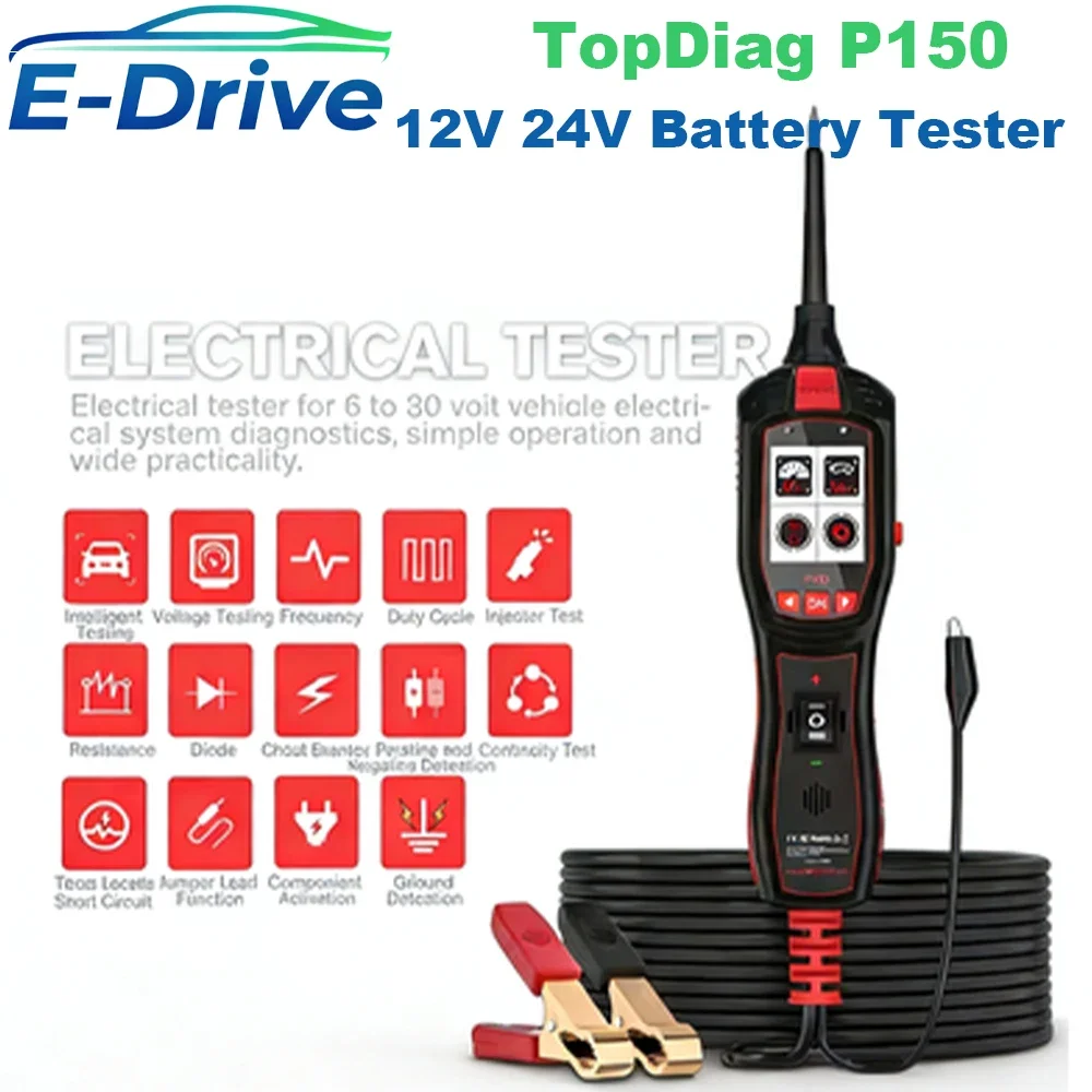 

TopDiag P150 Car Tester Automotive Electrical Tester System Fuel Injector Signal Detection/Frequency/Duty Cycle/DC AC Voltage