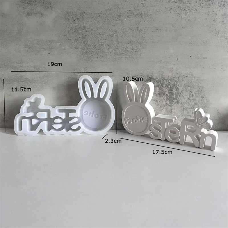 3D Cartoon Happy Easter Letter Decoration Silicone Mold Handmade Aromatherapy Plaster Easter Bunny Egg Drop Glue Plaster Mold