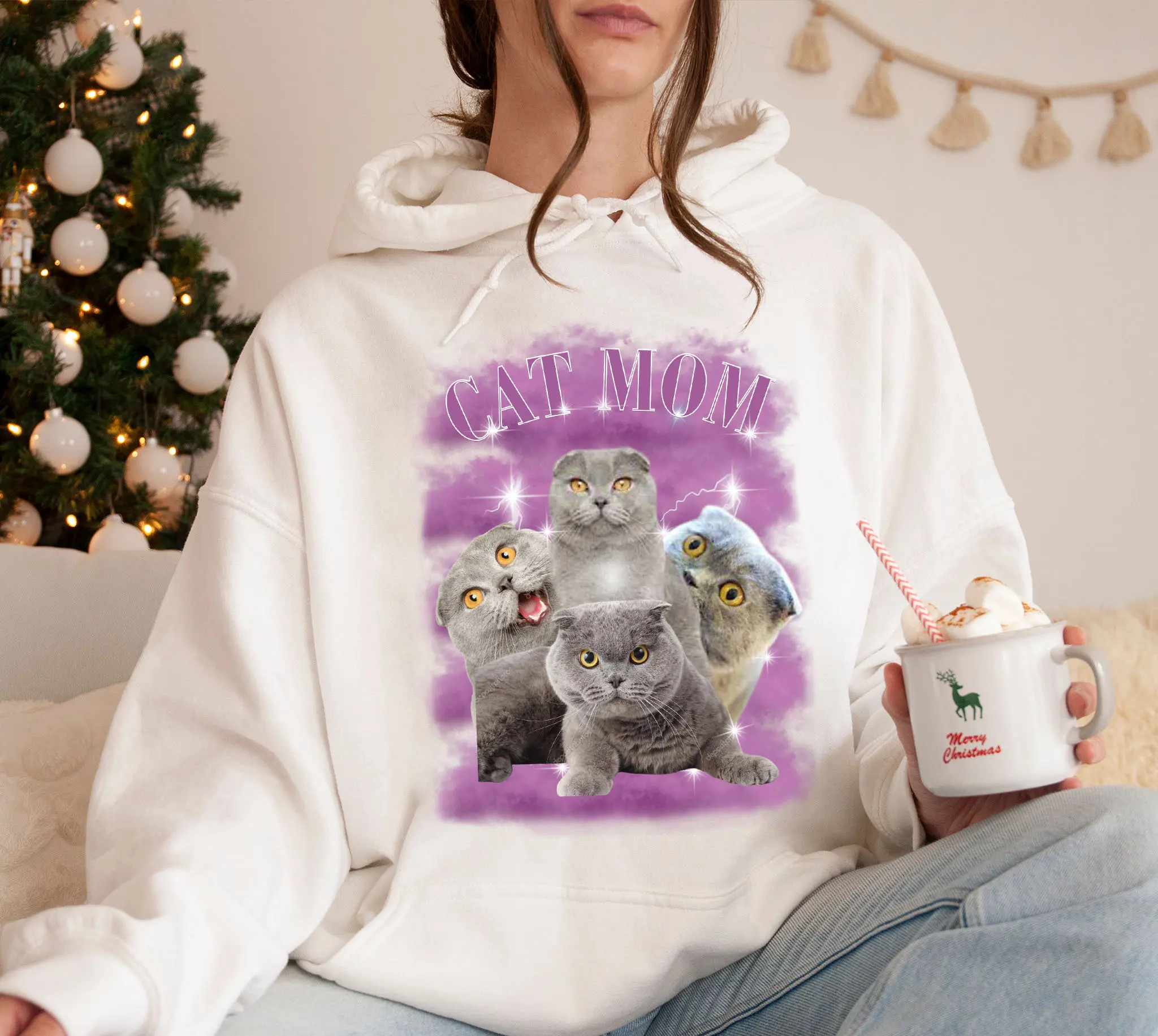 

Cat Mom Photo Hoodie Sweatshirt Women Long Sleeve Sweatshirt Pullover Funny Tops Fashion Casual Autumn Winter Clothing