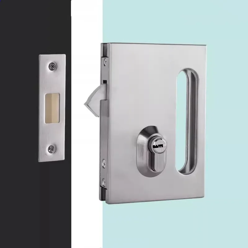 

Stainless Steel Glass Door Lock Bolt Latch with Key for Single or Double Glass Door Easy To Install Frameless Glass Door