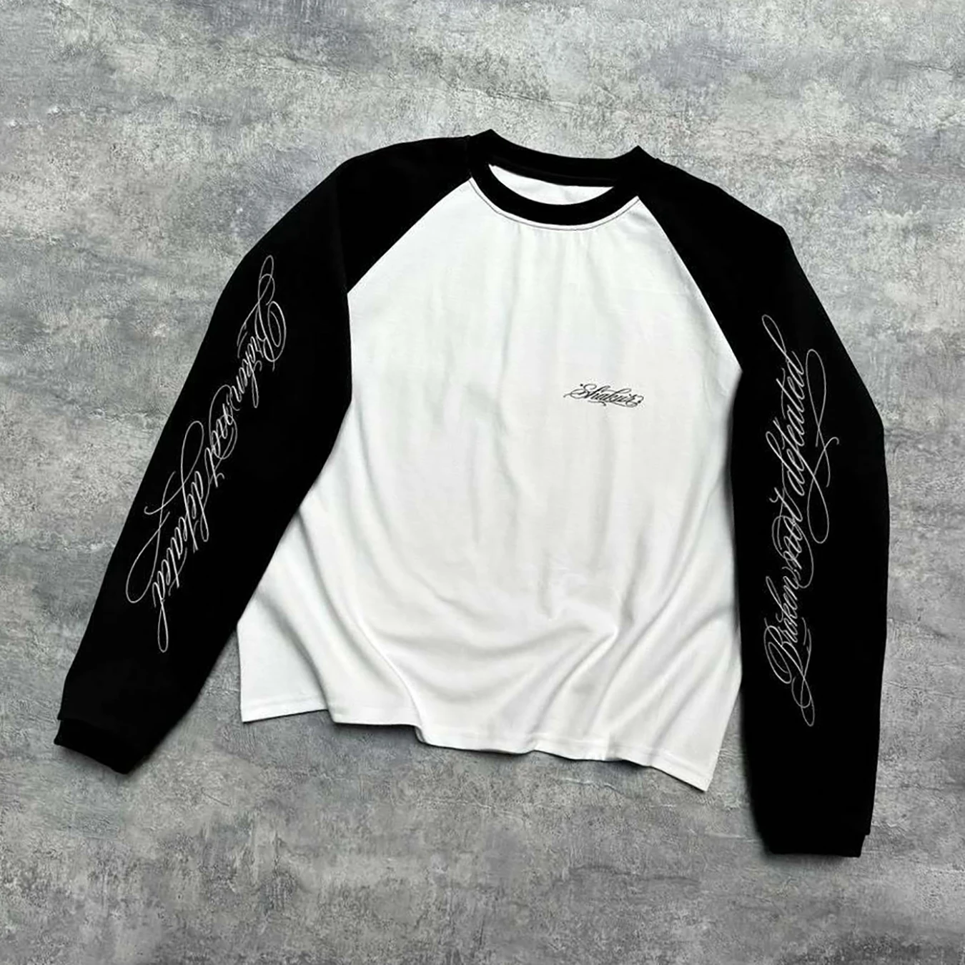 New Autumn and Winter Personalized Letter Printed Round Neck Long Sleeved Pullover Retro Street Trend T-Shirt view 6