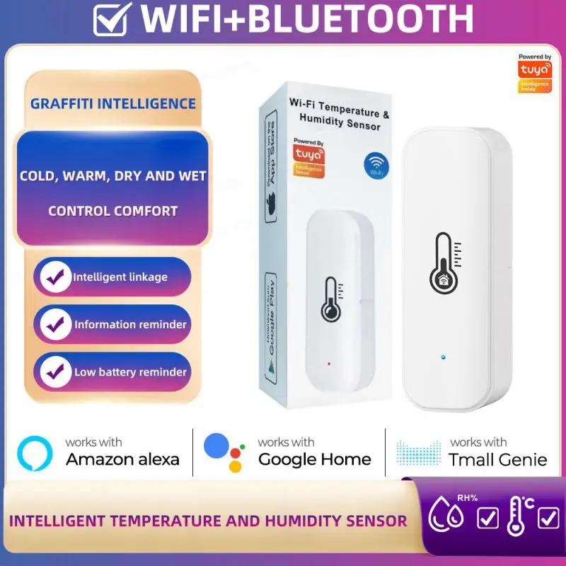 

Bluetooth WiFi Temperature Humidity Sensor: Indoor Thermometer Hygrometer,Smart Monitor For Home Pet Greenhouse, Work With Alexa