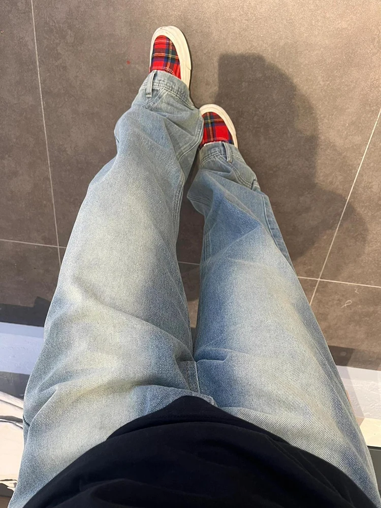 

Ретро High Street Reverse носить перевернутые джинсы для женщин с высокой талией, прямые свободные узкие широкие брюки-поло