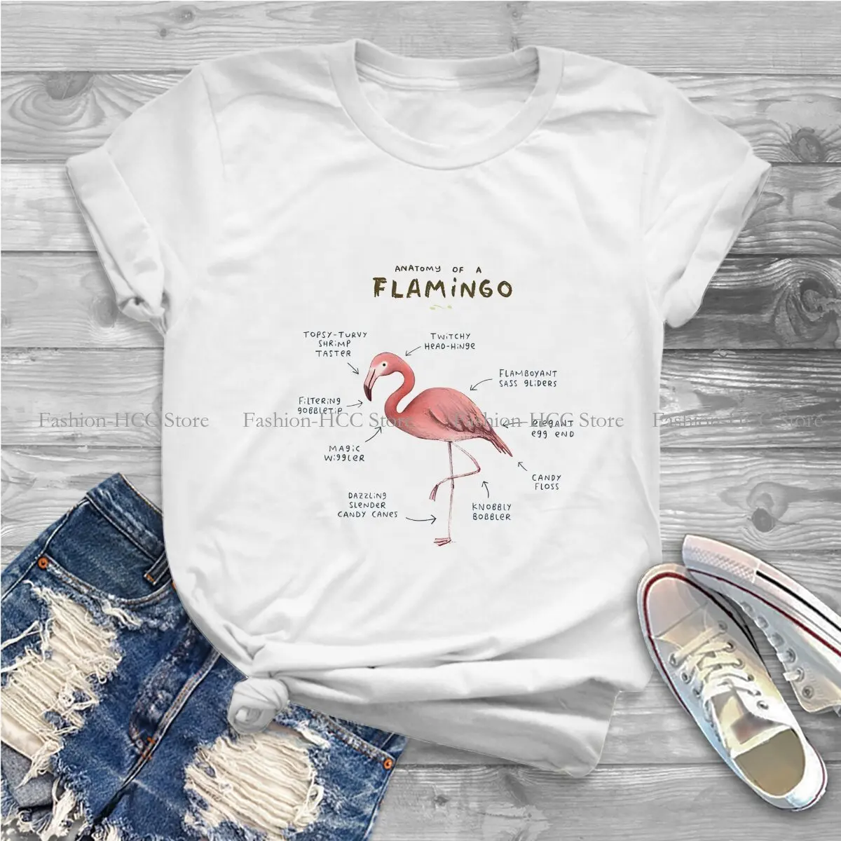 Anatomy Of A Flamingo Newest Polyester TShirts Flamingo Animals Female Graphic Tops T Shirt Round Neck