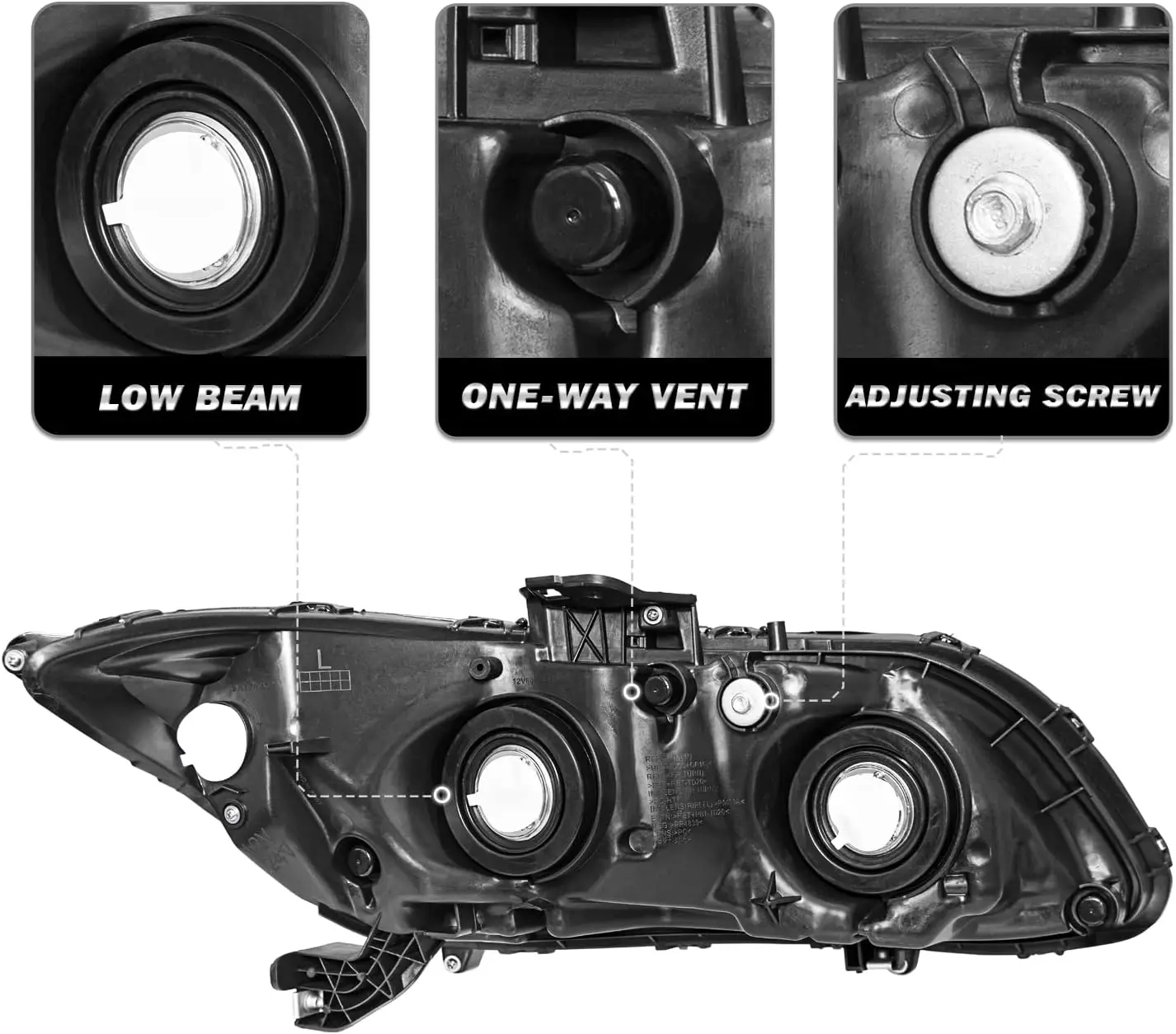مجموعة مصابيح أمامية متوافقة مع 2012-2015 Honda Civic 4-Door Sedan / 2012-2013 Honda Civic 2-Door Coupe Replacement Driver an