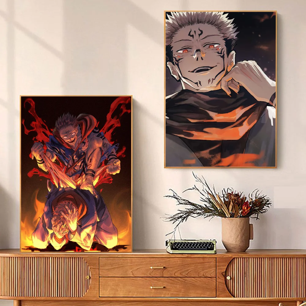 Japan Anime Jujutsu Kaisen Ryomen Sukuna Anime Posters Sticky Decoracion Painting Wall Art White Kraft Paper Wall Decor