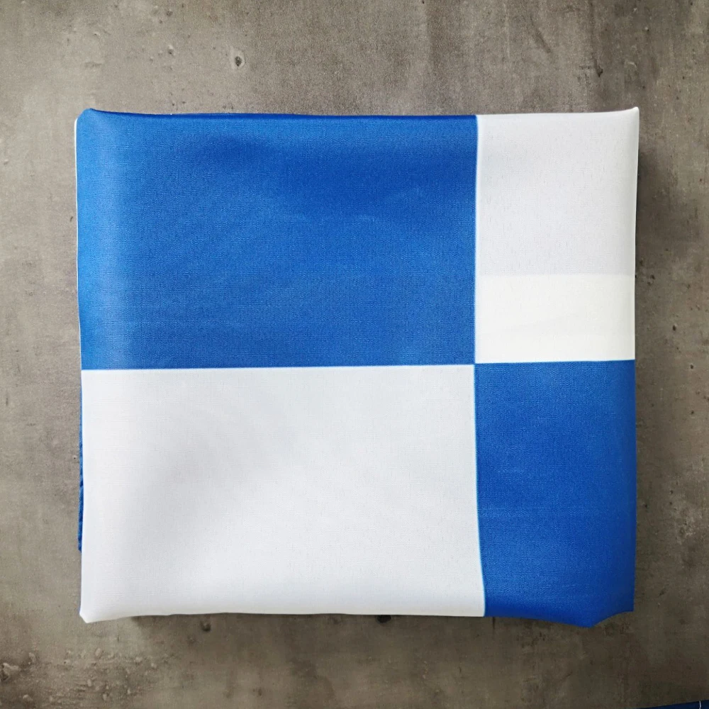 Chequered Blue And White Flag Graphic Custom Printed Hanging Banner Party Sport Polyester Shaft Cover Grommets 3X5FT 90X150CM