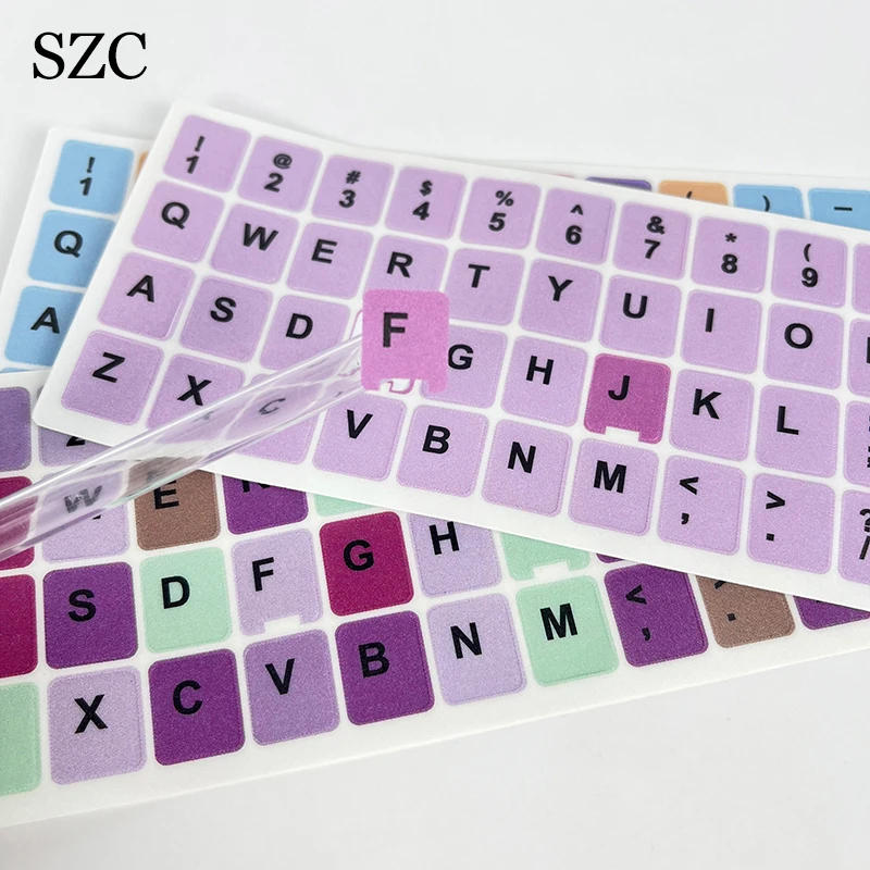 Multi-language Keyboard Stickers Macaron Color Key Sticker Laptop Colorful English Keyboard Sticker Desktop Computer Stickers