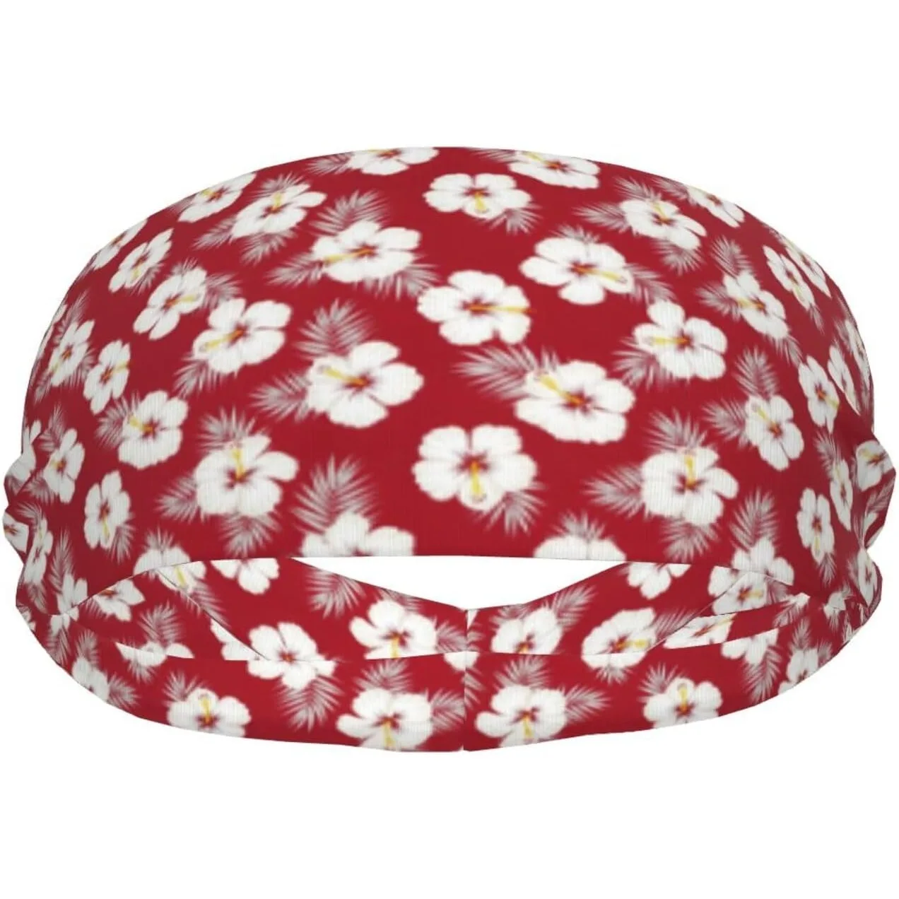

Hawaii Hibiscus Sports Sweatband White Floral for Men Women Athletic Headband Wide Headbands