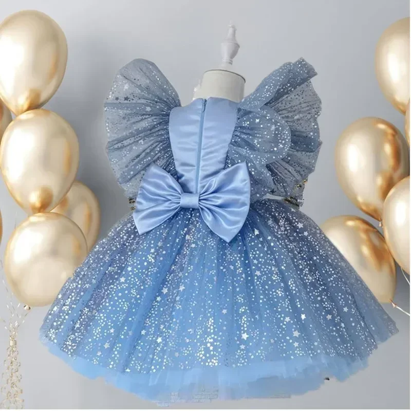 Summer Baby Dress for Girls Sequins Fluffy Birthday Tutu Gown Flower Elegant Kids Princess Wedding Party Dresses Kids Vestidos