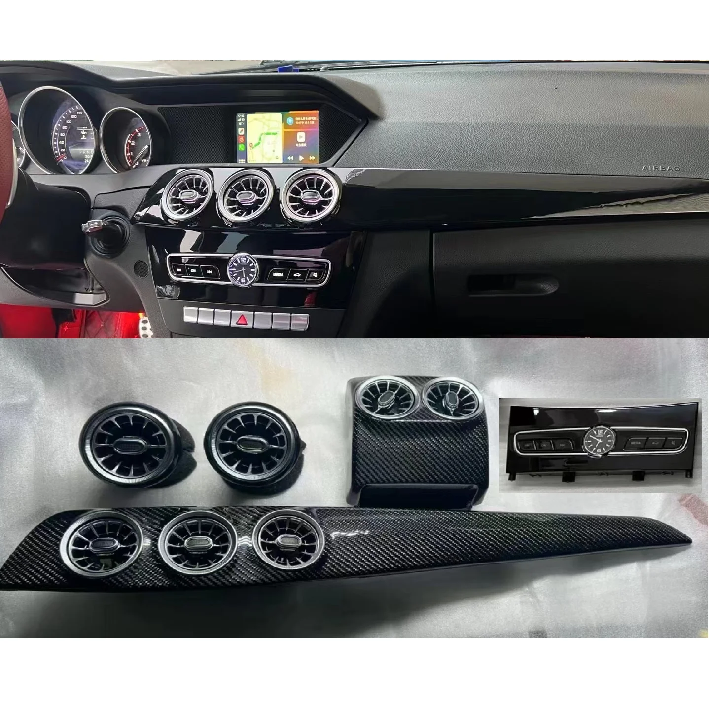 

Accessories Interior Turbine Vent Panel Overlay For Mercedes Benz C Class W204 2011 - 2014 Interior Center Console