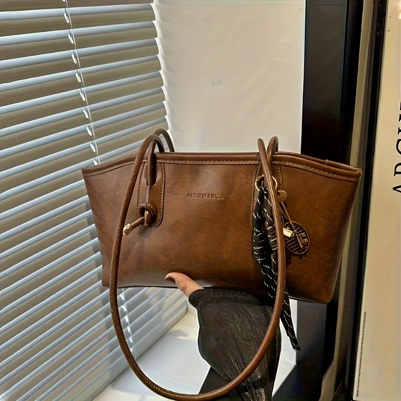 Chic Soft Leather Handbag Shoulder Bag, Black, White, Brown, Coffee, Convertible Tote Bags for Women, Work, Travel, Everyday Use