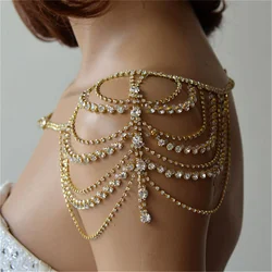 Fashionable Sexy Tassel Rhinestone Body Chain Shoulder Chain Romantic Nightclub Ball Crystal Body Chain Jewelry Accessories