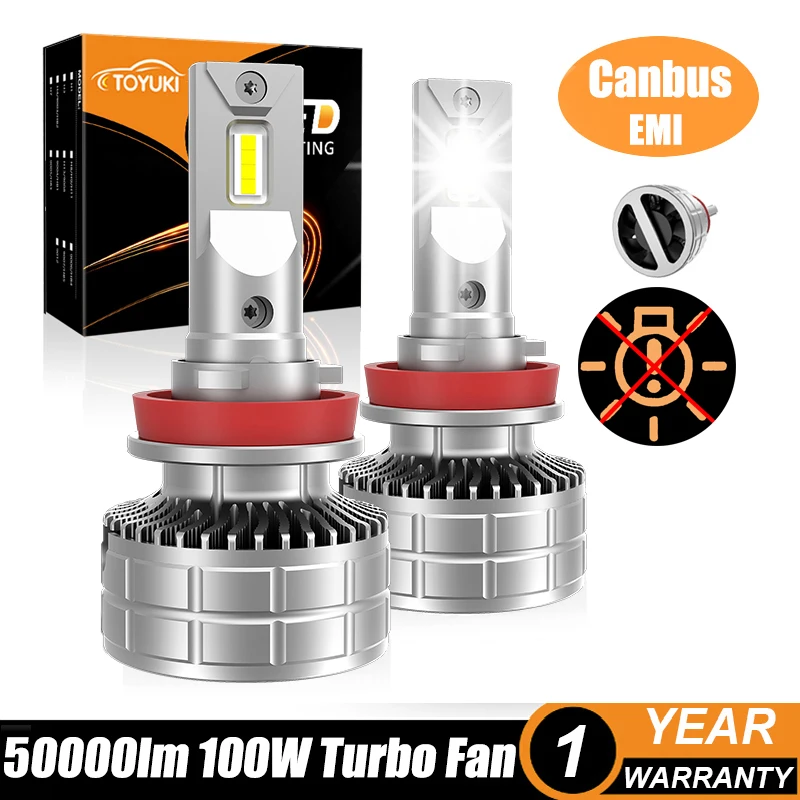 

TOYUKI 2Pcs H11 H7 Led Lamp Canbus Turbo 100W Car Led Headlight Bulb 9005 9006 HB3 HB4 Csp Led Light A3 A4 XC60 Golf 12V