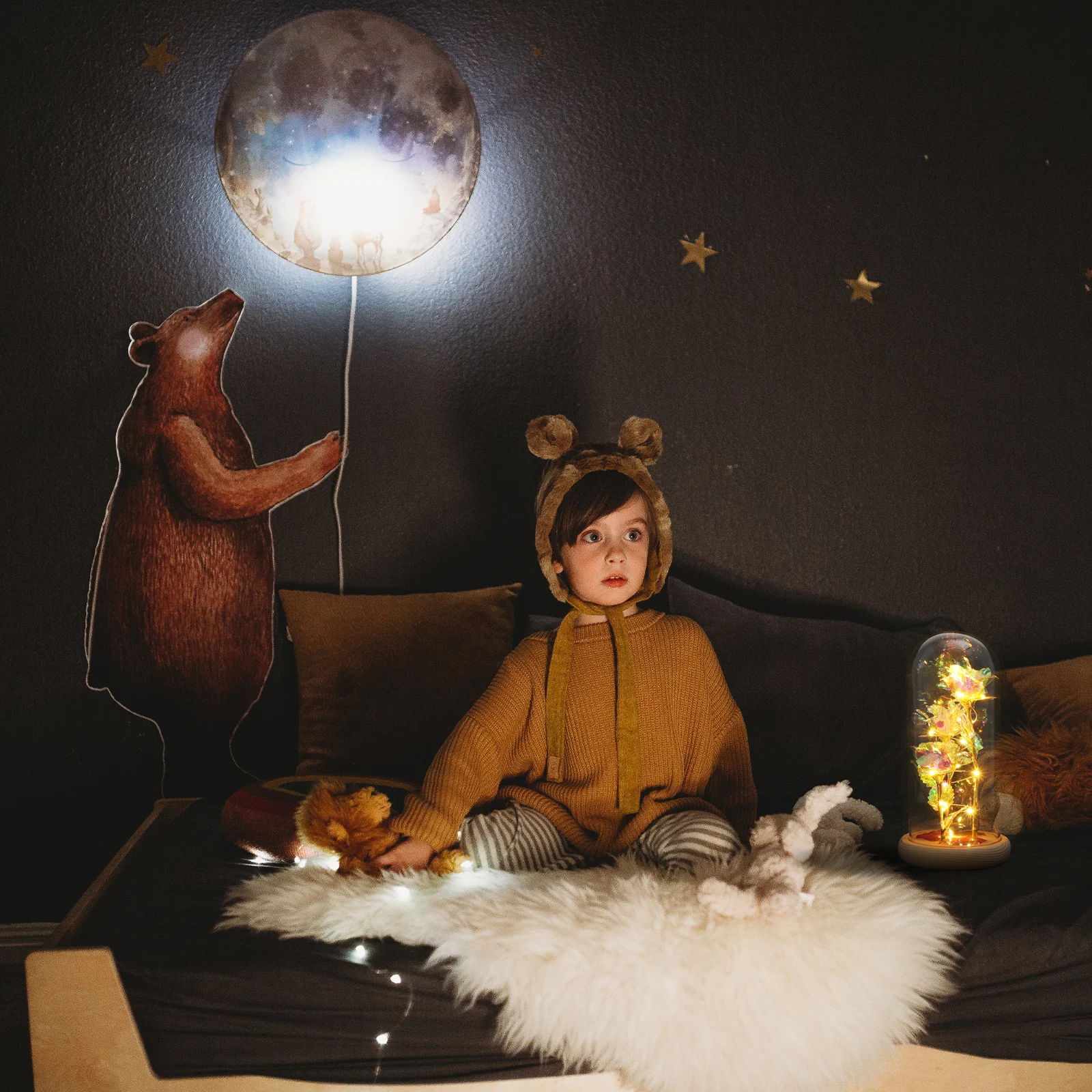 

1Pcs Luminous Rose Glass Dome Decor Featuring Gold Foil Flower Elegant Clear Cover Exquisite Workmanship Perfect for Home Office