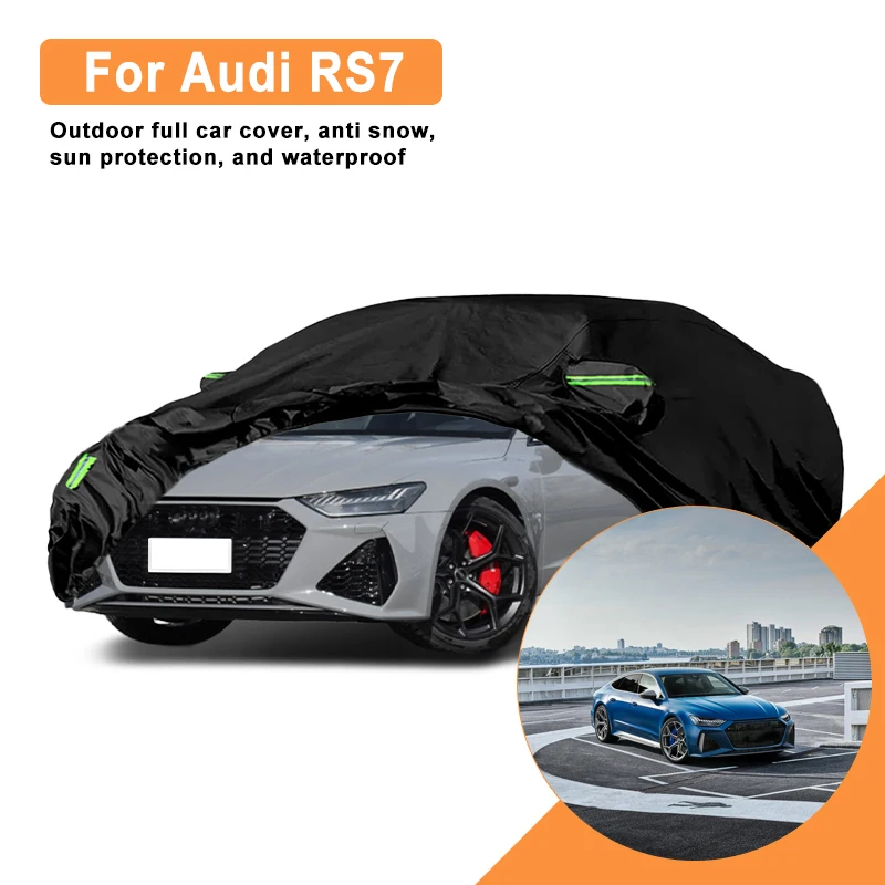 Full Car Cover For Audi RS7 All Weather Outdoor Snow Sun UV Dustproof with Reflective Strips Wind Straps