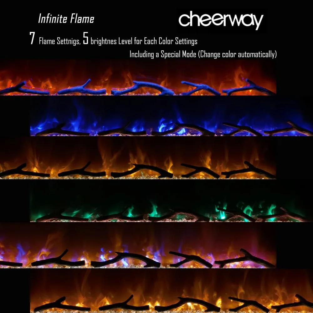 Electric Fireplace 36 Inch Wall Mount Heater with Remote and Touch Control, Recessed Insert Design for Home