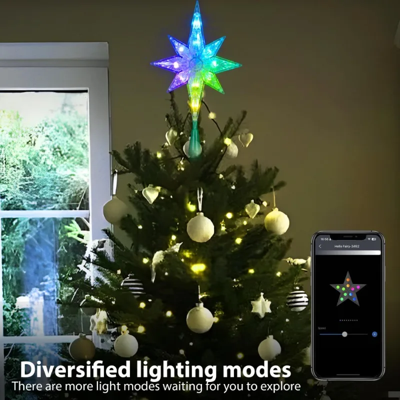 Led Abyssal Mirror Lamp Smart App Remote 5V USB RGB Christmas Tree Decor Light Music Sync Voice Xmas Topper Holiday Party Decor