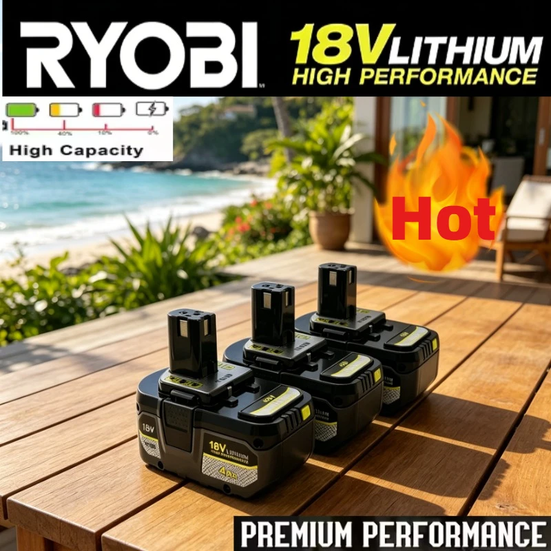 

Новейшая аккумуляторная батарея RYOBI ONE+ 18V 4000-8000 мАч, улучшенная литиевая батарея, подходит для всех беспроводных электроинструментов.