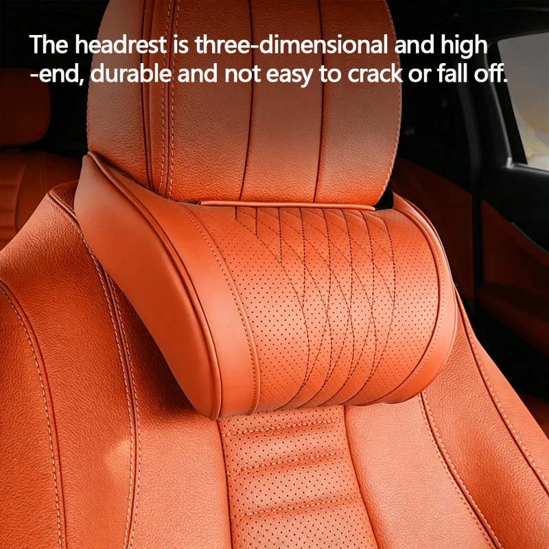1 Stück Auto-Kopfstütze, multifunktionales Auto-Nackenkissen, universelles Kissen für Fahrer- und Beifahrersitz, Kopfstützenkissen, Orange/Schwarz/Braun – Detail 6