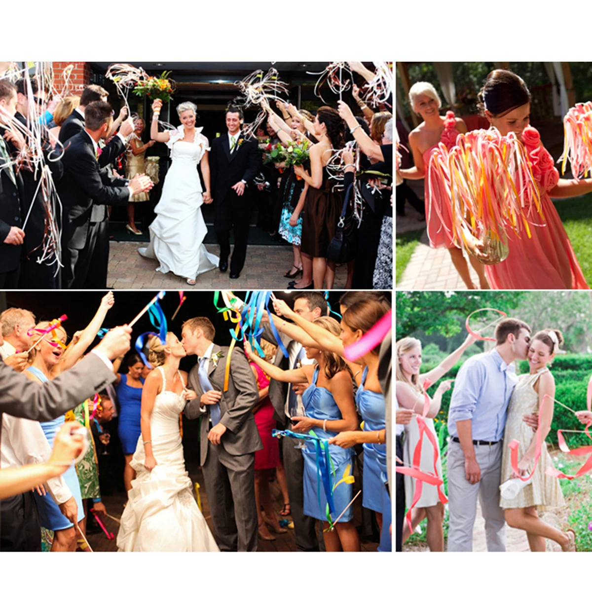 

20pcs Colorful 60Cm 1.5Cm With 30Cm Wood Stick For Wedding Party Favors Fairy Wands Ceremony Decorations Streamers