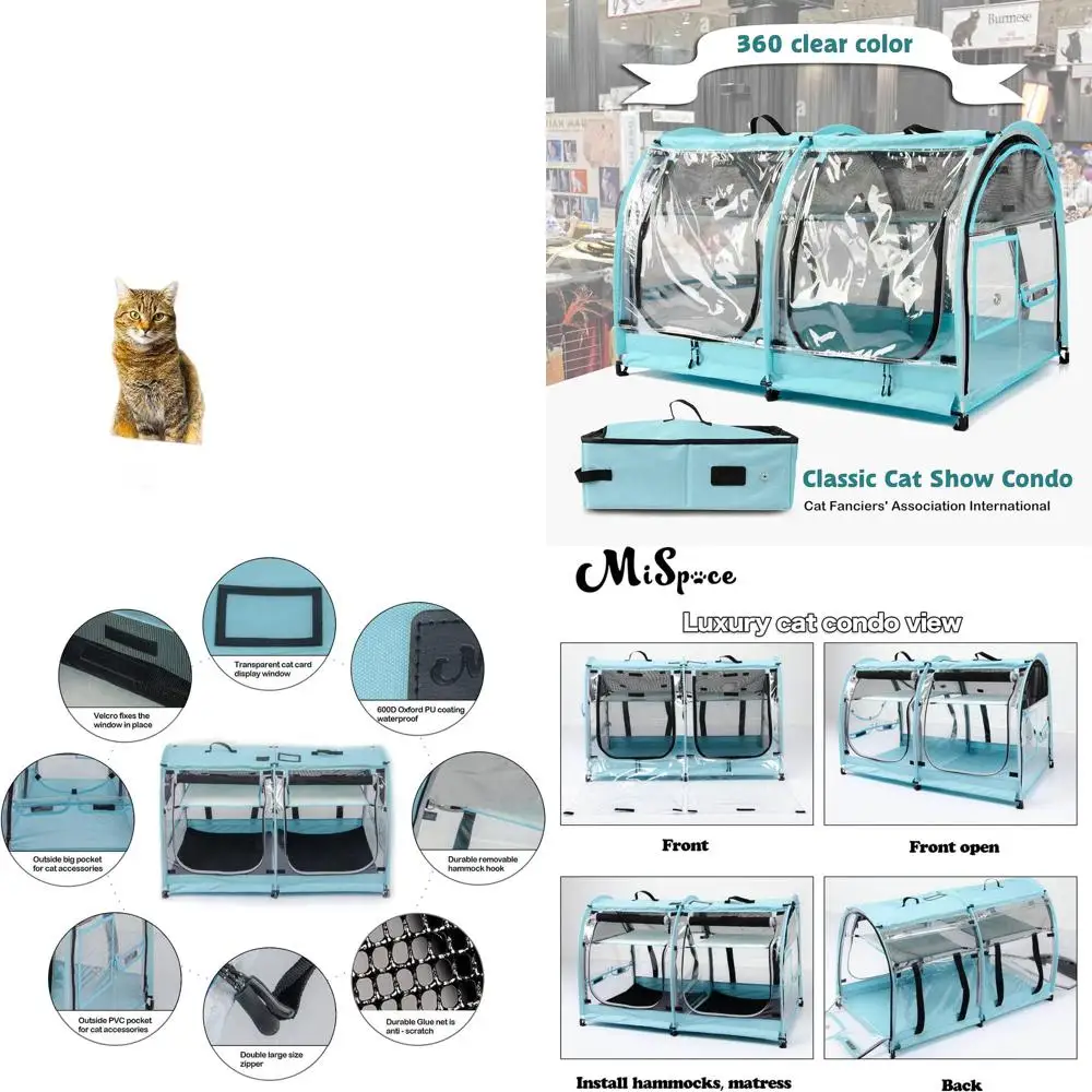 

Складная переноска для кошек и собак, автомобильная дорожная переносная клетка с сумкой для переноски, гамаками, ковриками и ящиком для мусора