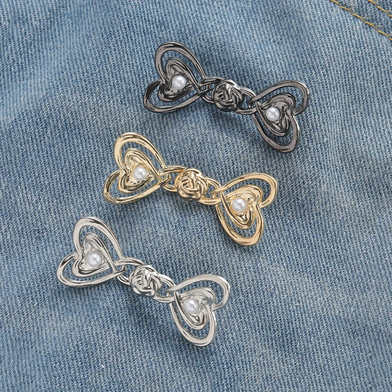 Mode Hart Strik Metalen Taillegesp Afneembare Broek Clips Taille Strakker Verstelbare Taille Gespen Voor Jeans Decoratie