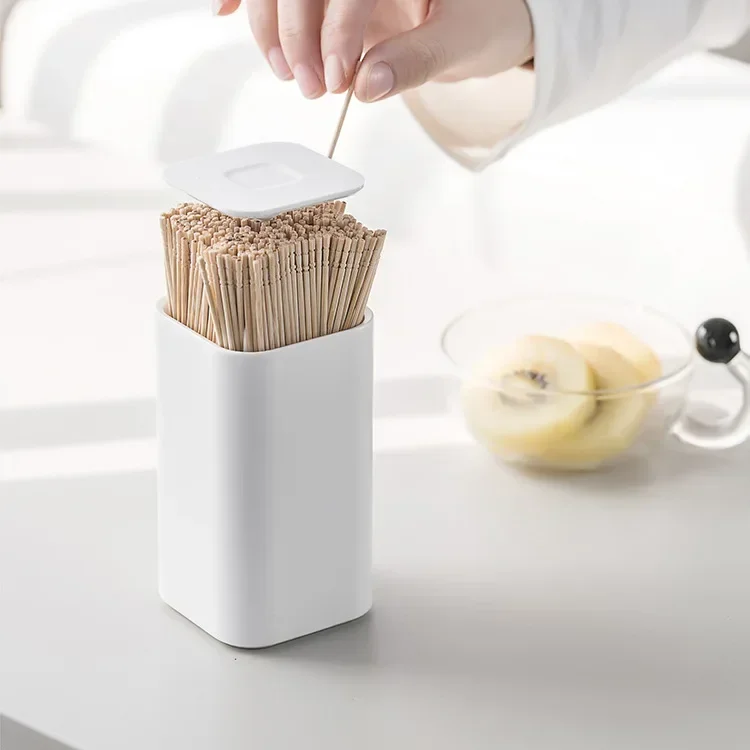 Toothpick Box Cotton Swabs Holder Tooth Pick Automatic Dispenser Press Swabs Box