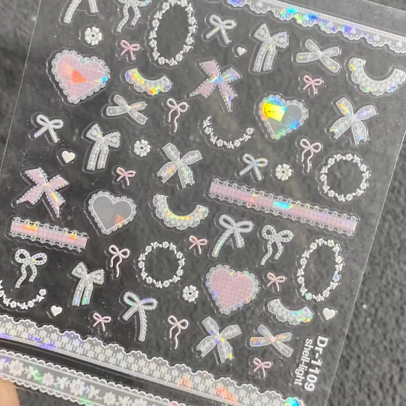 

Очаровательные объемные 3D-наклейки с бантиками и кружевом, блестящие эстетичные стикеры для декора чехлов для телефонов и камер своими руками