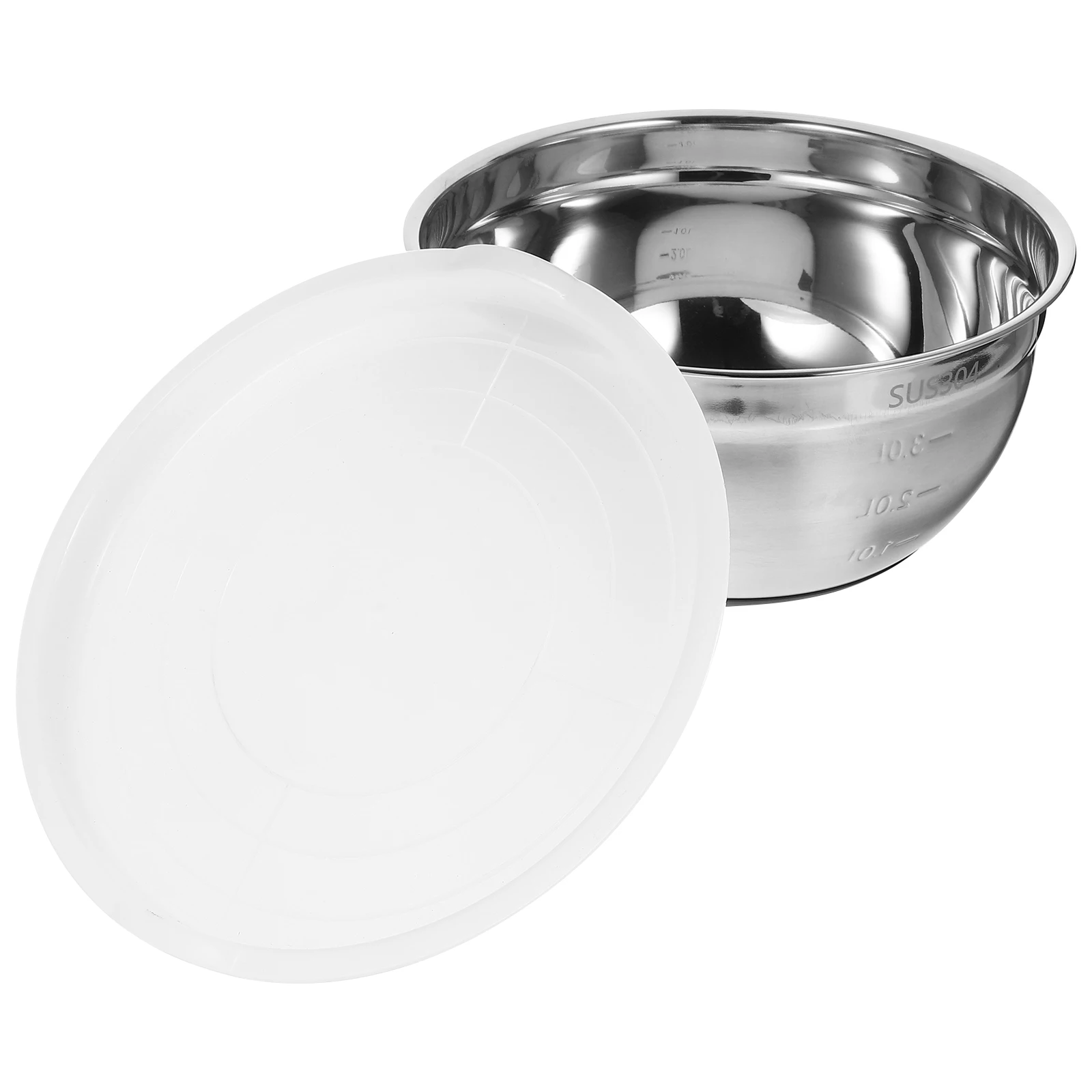 

1 Silicone Bottom Stainless Steel Mixing Bowl 24cm Black White Lid Home Restaurant Baking Fruit Salad Serving Dustproof Flyproof