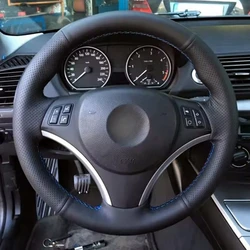 Car Steering Wheel Cover For BMW E87 E81 E82 E88 X1 E84 E90 E91 E92 E93 Black Artificial Leather Hand-stitched Car Accessories