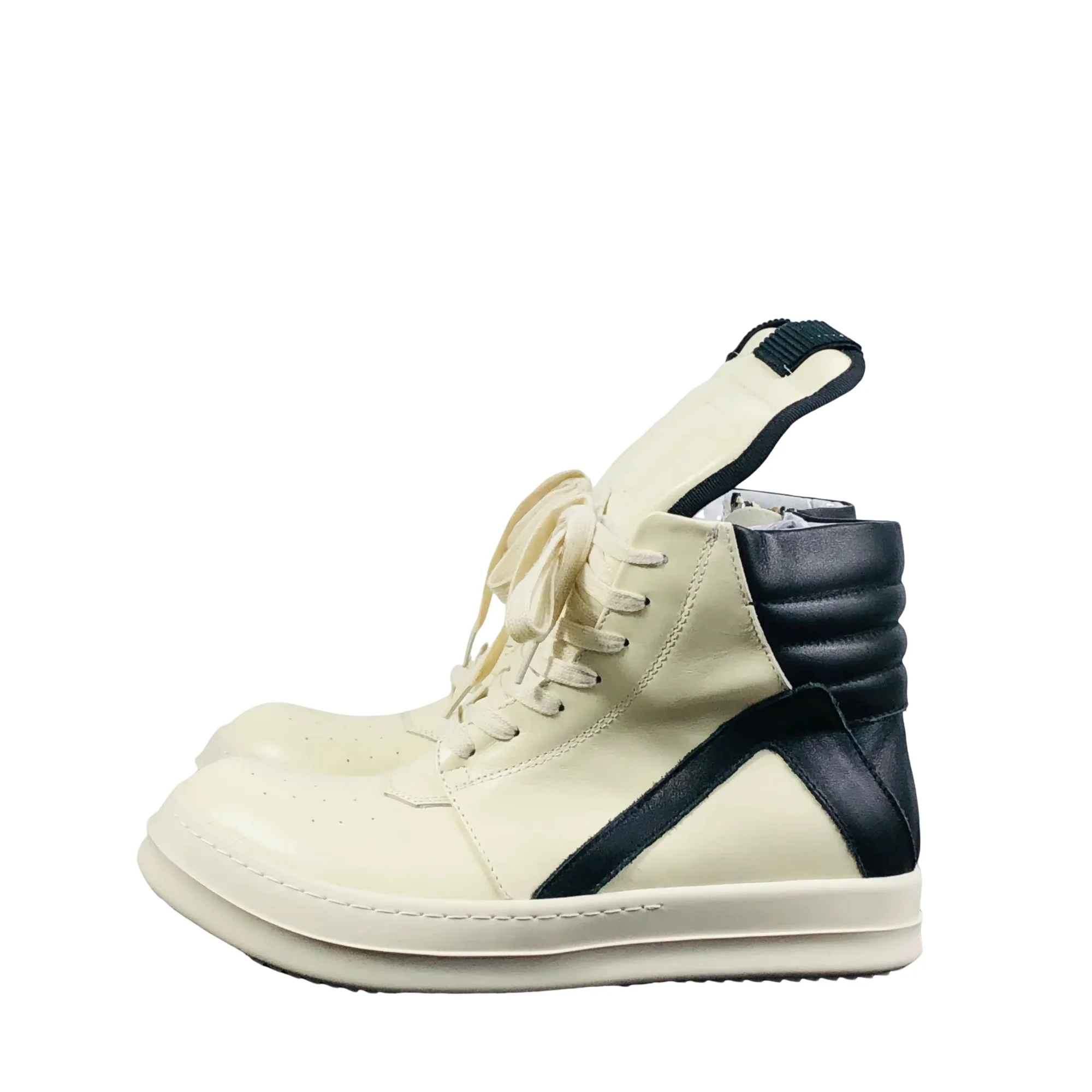 

Men High Top Shoes Casual Genuine Leather Women Boots Luxury Trainers Lace Up Zip High Street Black Designer Sneakers