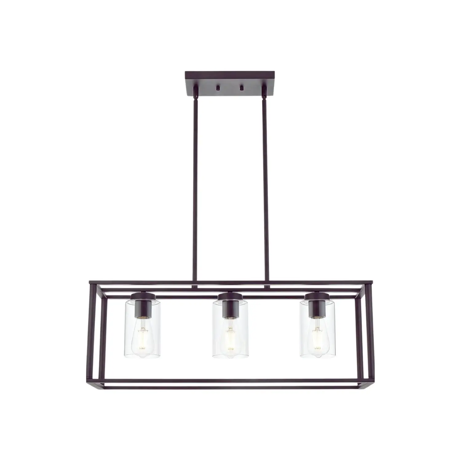 

Contemporary Chandeliers Black 3 Light Modern Dining Room Lighting Fixtures Hanging, Kitchen Island Cage Linear Pendant Lights F