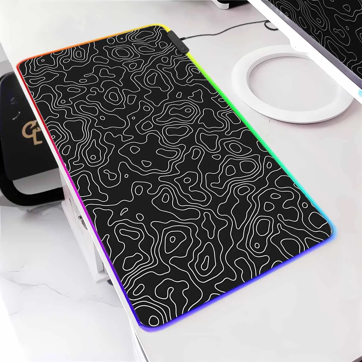 

RGB Large Gaming Mousepads Geometric Large Mouse Mat Desk Pads Non-Slip Rubber Hexagon LED Mouse Pad XXL Big Keyboard Table Mats