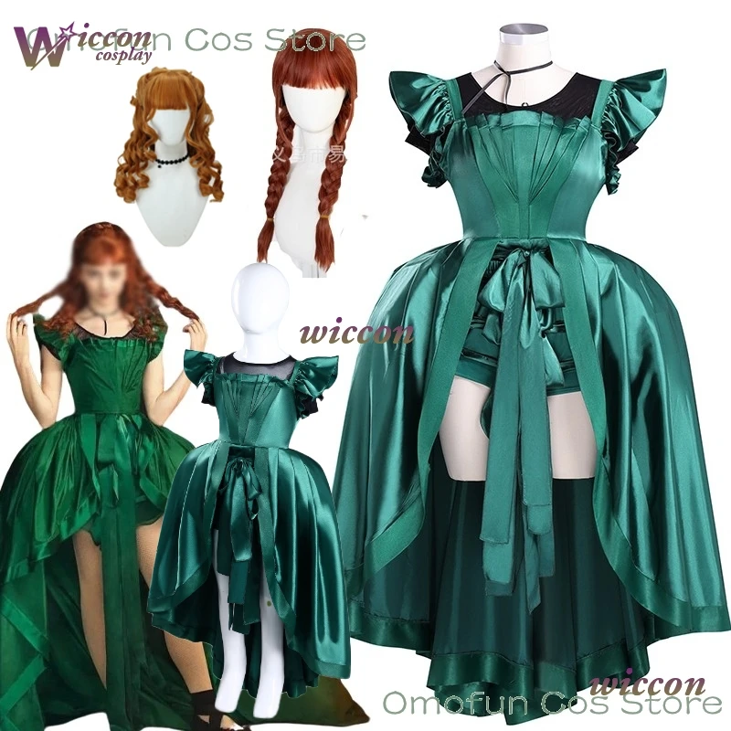 Miércoles cósmico de Halloween. Agnes Cosplay DeMille vestido de baile vestido verde peluca carnaval Retro mujeres aterrador gótico Tv juego de rol trajes para niños
