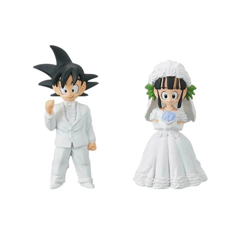 Original  DRAGON BALL  Son Goku Chichi wedding Action Figure  Student Cake Figures gift toy 5-7 cm